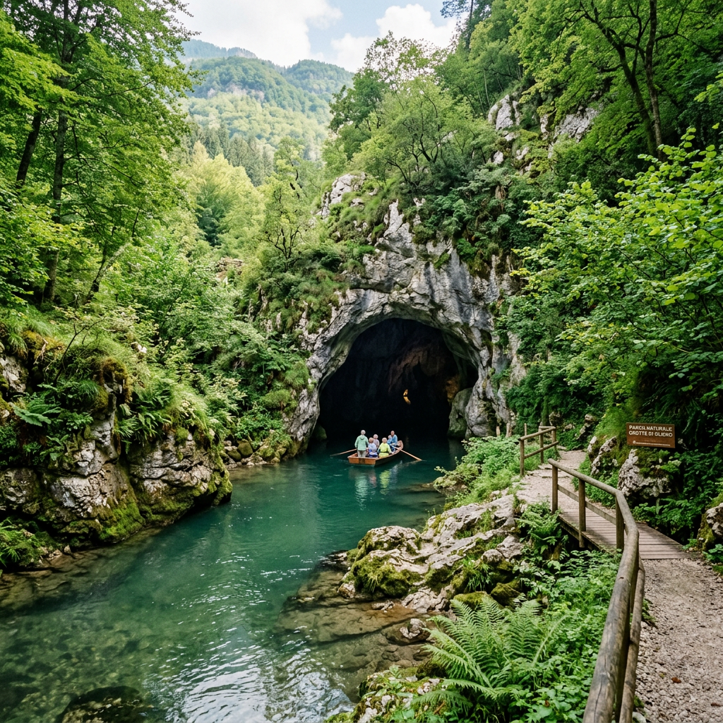 Grotte di Oliero in Valbrenta, vicino a Valstagna in provincia di Vicenza, suggestive grotte naturali visitabili in barca durante una gita in Veneto.